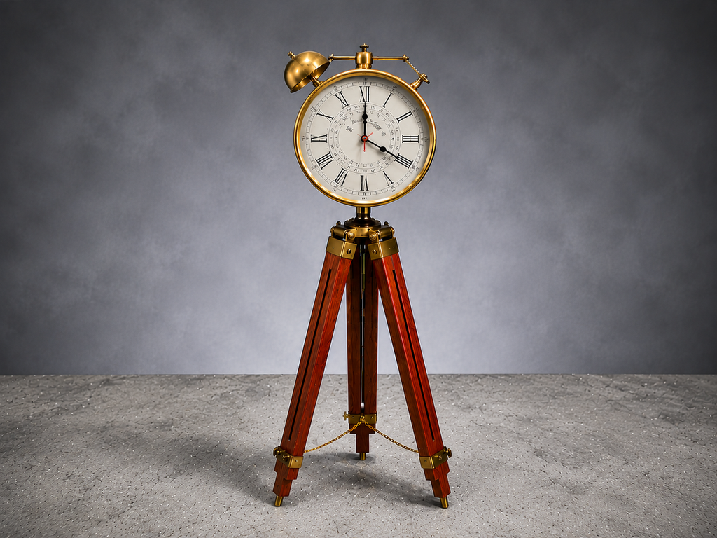 Steampunk Tripod Floor Clock – Vintage Industrial Elegance