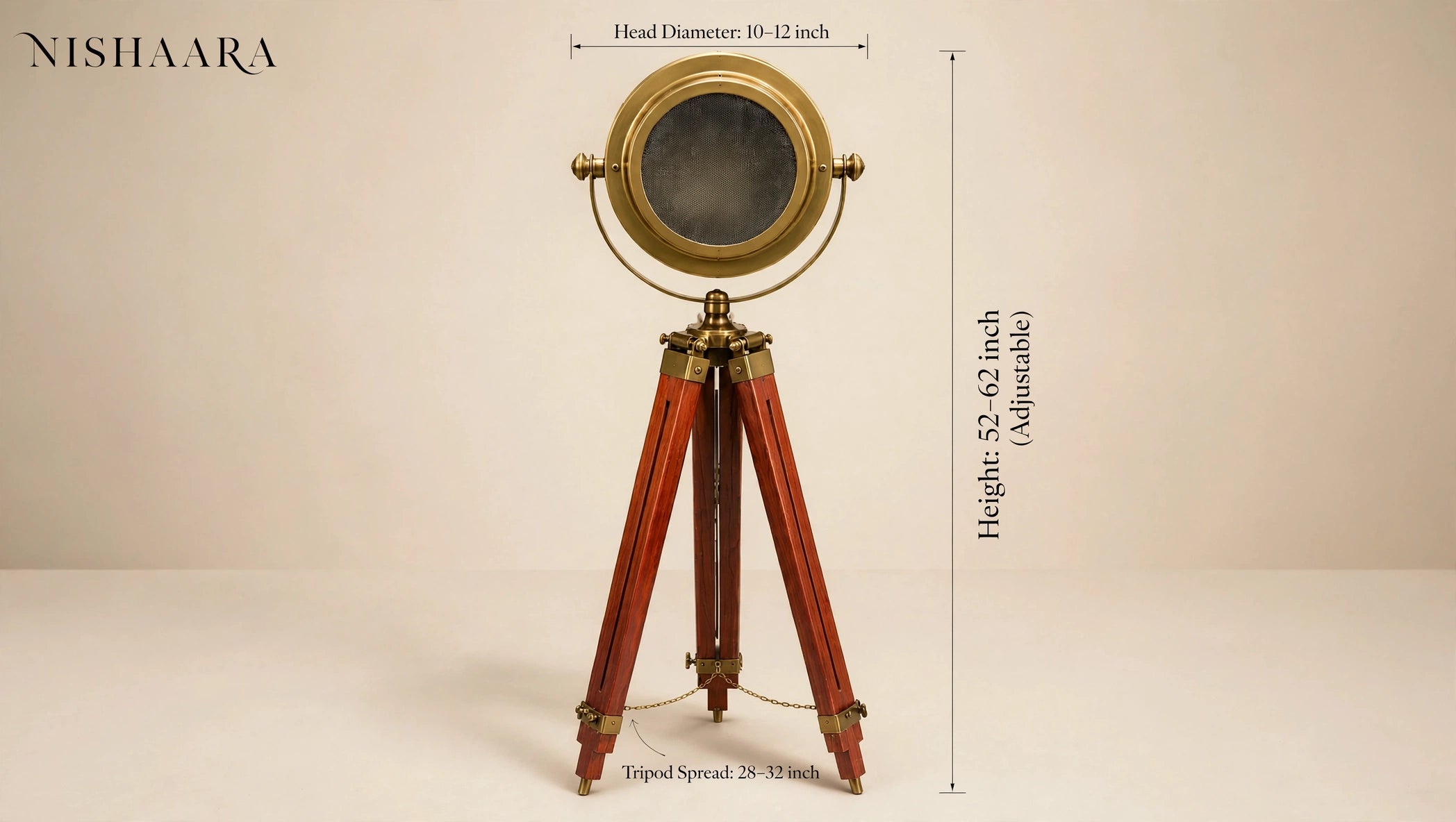 Nishaara's Maritime Heritage – Brass Nautical Spotlight Floor Lamp on Teak Tripod
