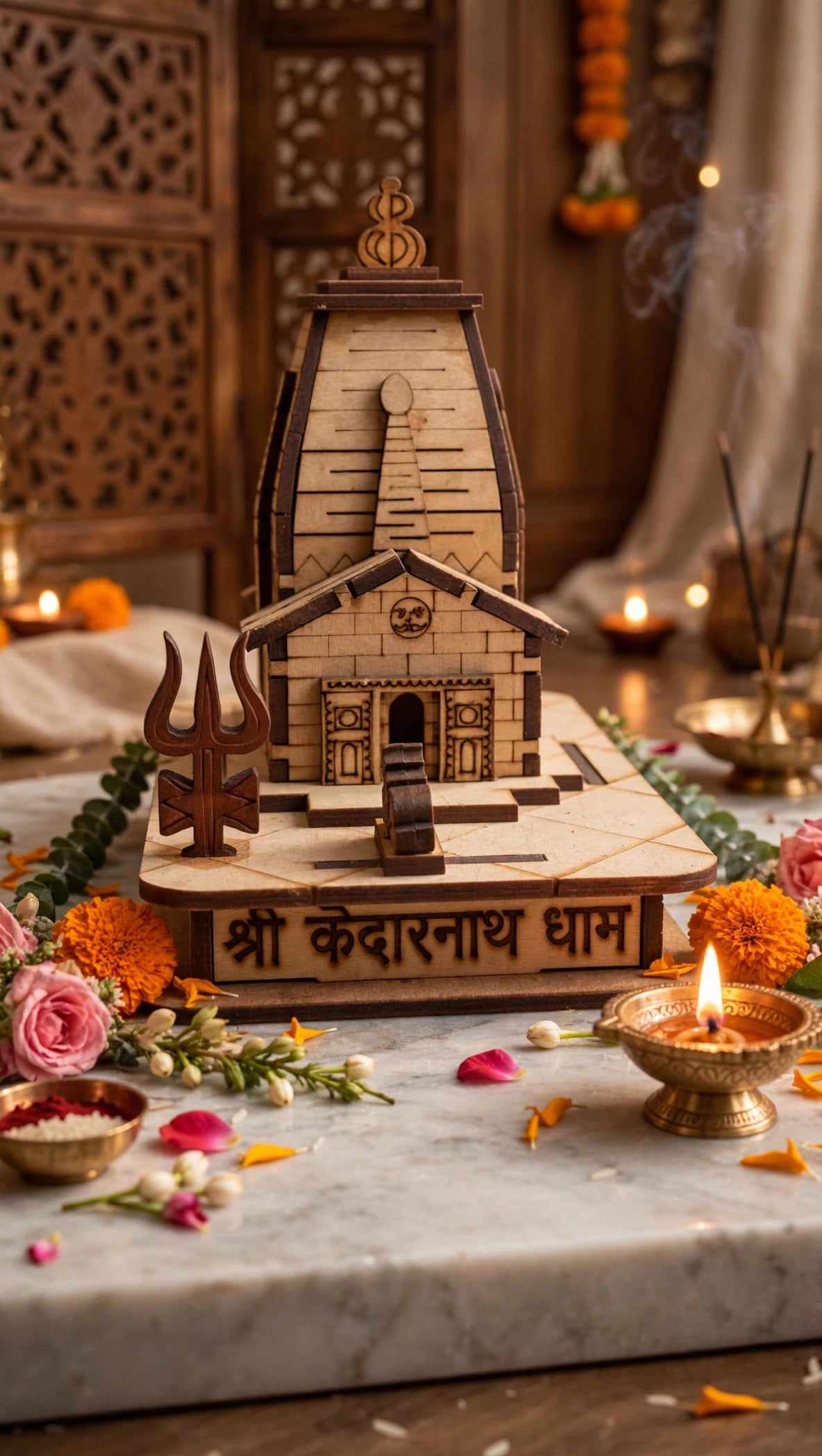 Shri Kedarnath Dham – Handcrafted Wooden Temple Replica