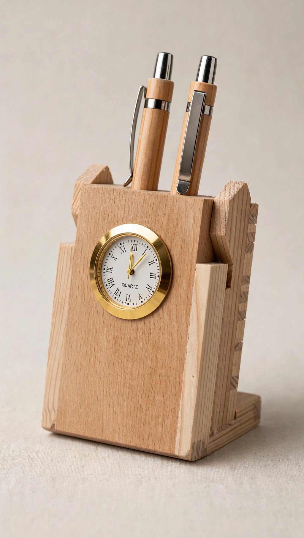 Executive Pen Stand with Quartz Clock