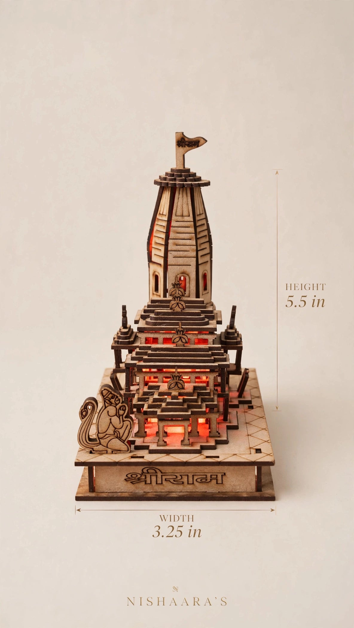 Ayodhya Ram Mandir – Illuminated Wooden Temple with LED