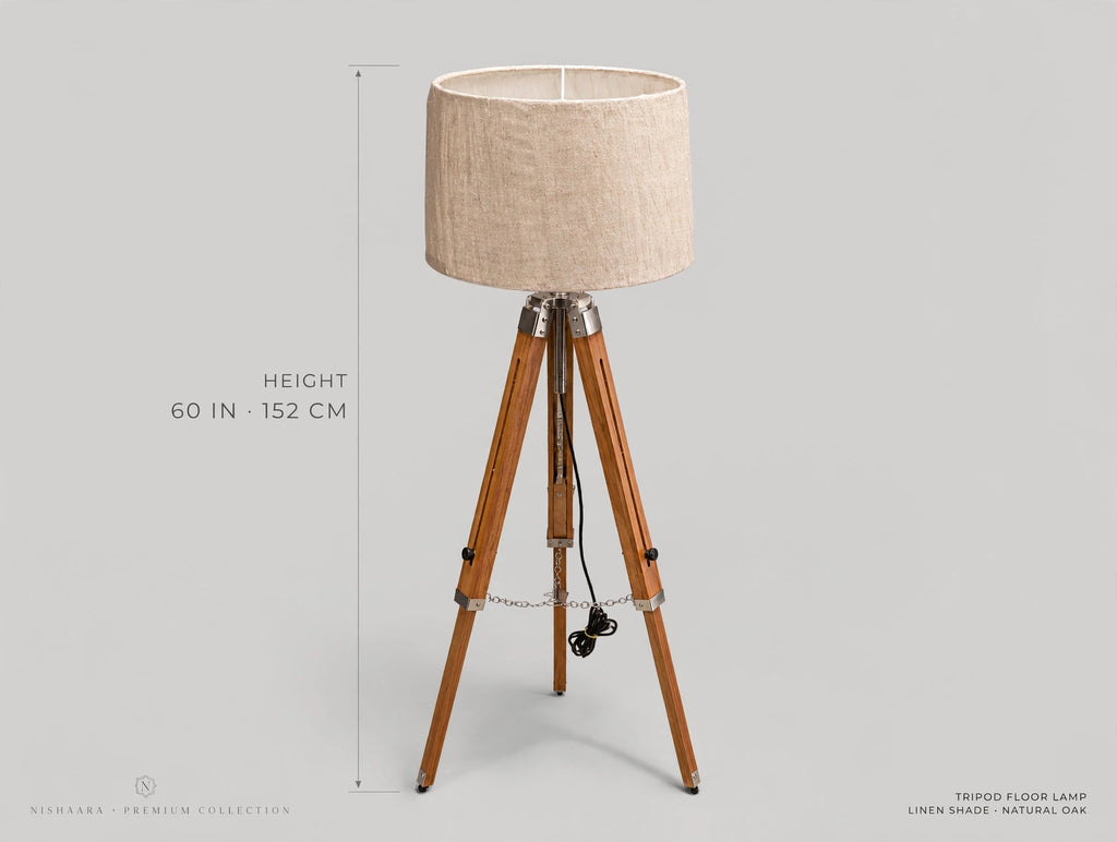 Nishaara’s Minimalist Tripod Floor Lamp with Linen Shade
