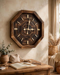 Nishaara's OctaAura – Handcrafted Octagonal Mango Wood Wall Clock