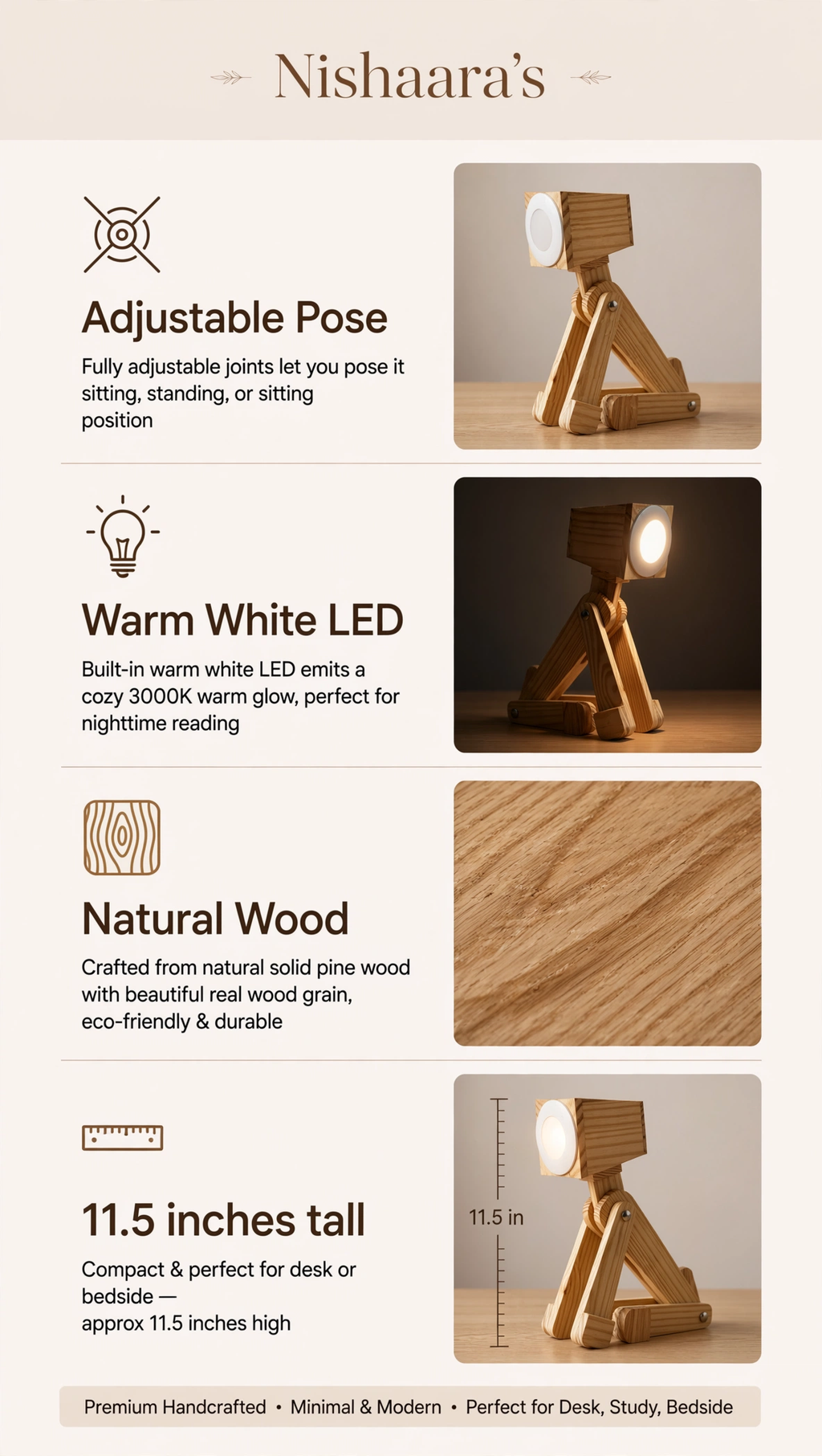 Nishaara’s “Vaastu” Wooden Pup LED Lamp