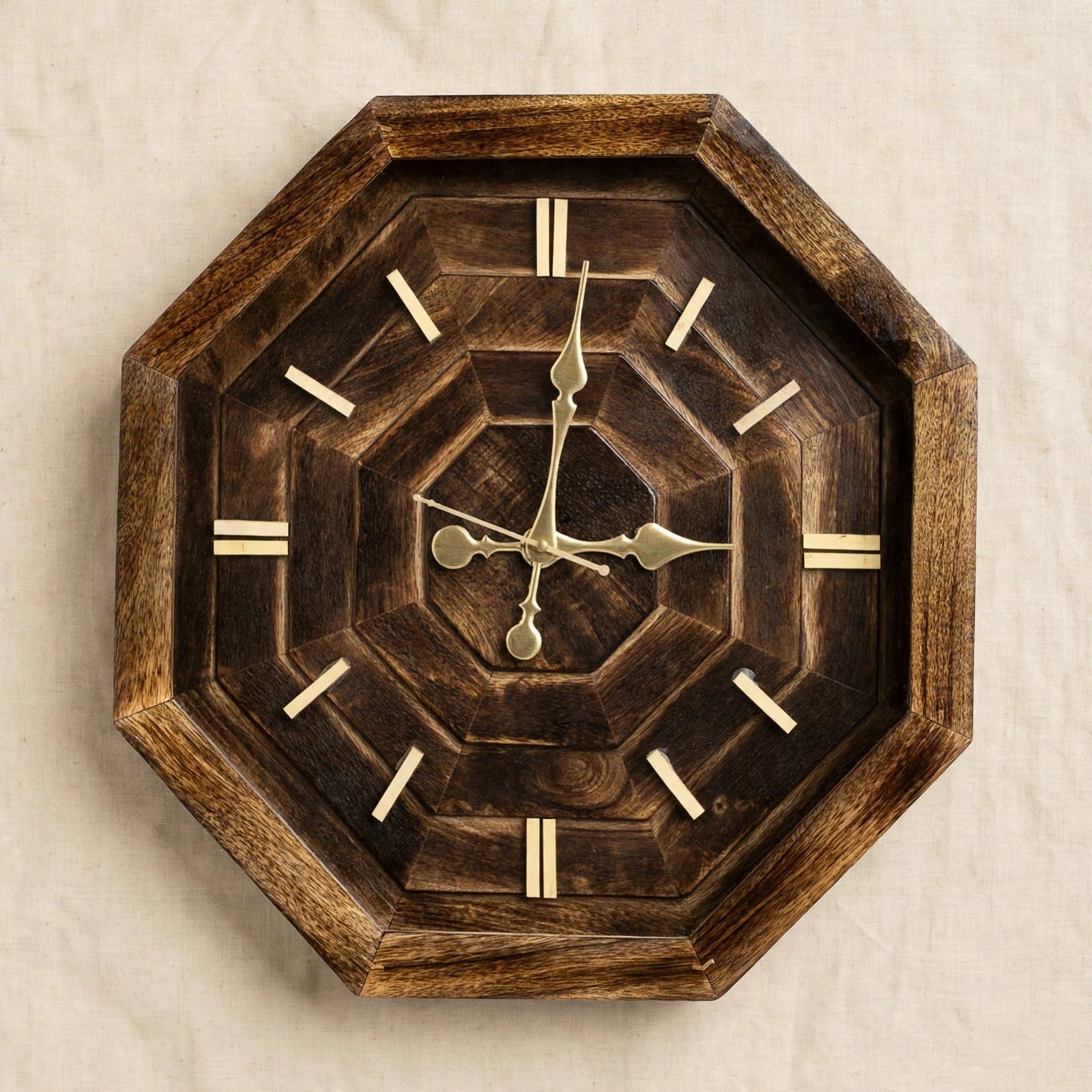 Nishaara's OctaAura – Handcrafted Octagonal Mango Wood Wall Clock