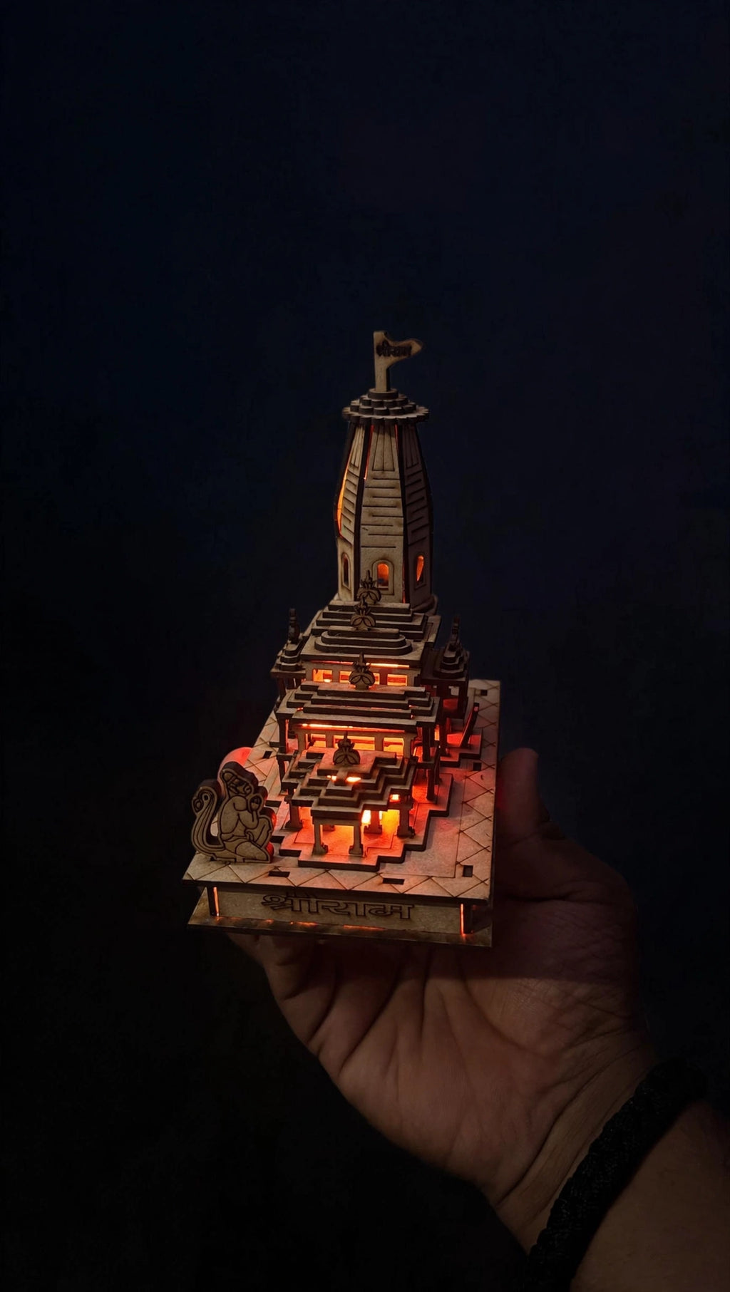 Ayodhya Ram Mandir – Illuminated Wooden Temple with LED