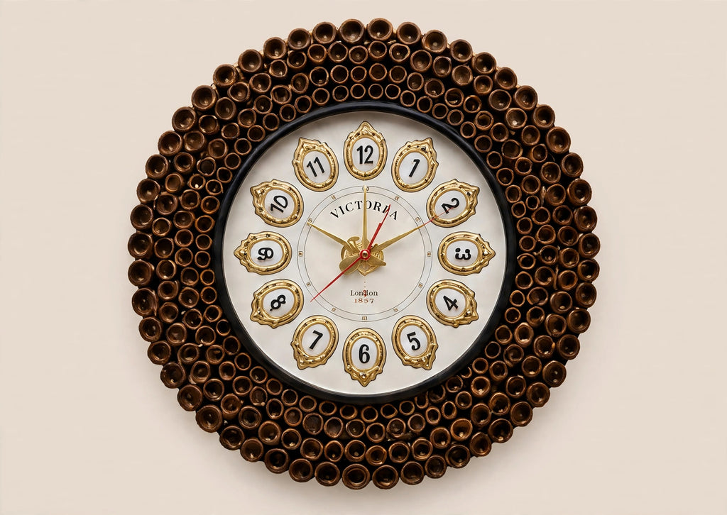 Nishaara Victoria Heritage Coil Wall Clock – Hand-Rolled Wooden Coil Frame