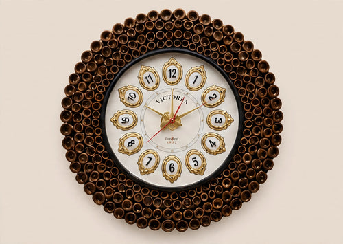 Nishaara Victoria Heritage Coil Wall Clock – Hand-Rolled Wooden Coil Frame